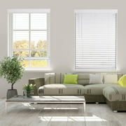ARLO BLINDS Faux Wood Blind with Crown Valance - 36"W x 36"H, White, Cordless 2" Slat Horizontal Blind - for Kitchen, Bedroom, Living Room, Doors