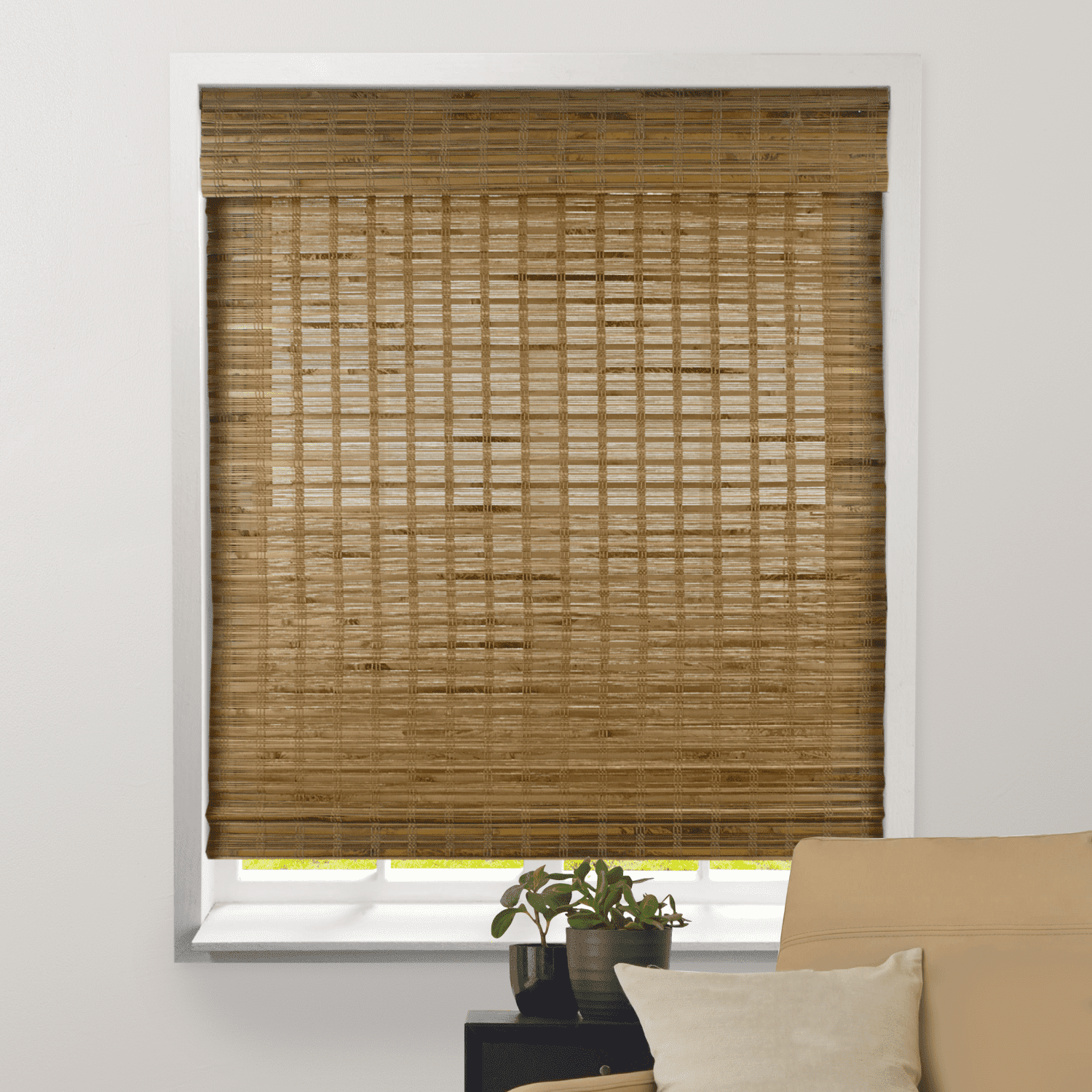 Dali Native Cordless Sheer Bamboo Roman Shades with Valance