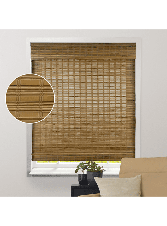 ARLO BLINDS Sheer Bamboo Roman Shade with Valance - 35"W x 60"H - Dali Native
