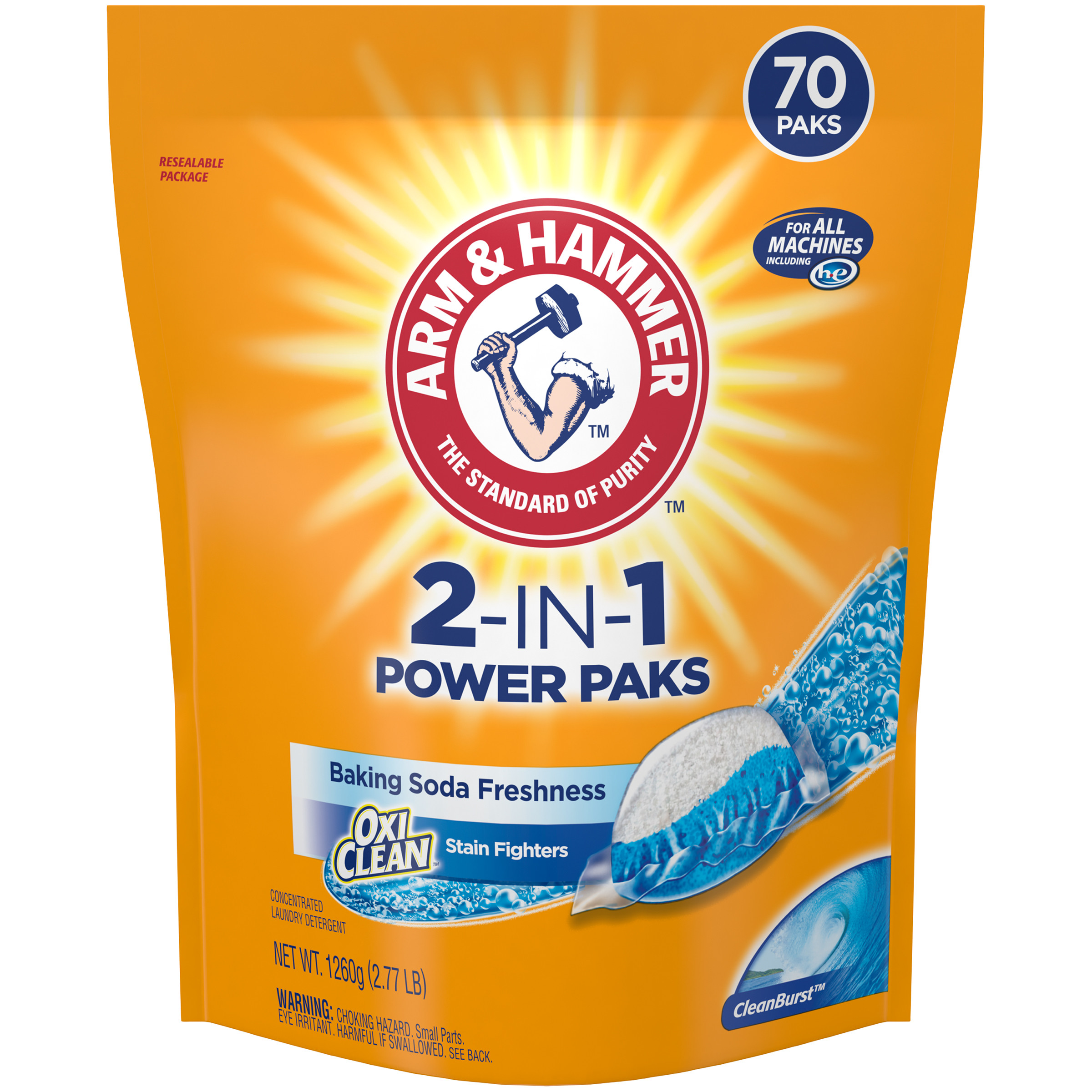 ARM  HAMMER 2-IN-1 Laundry Detergent Power Paks, 70 Count - image 1 of 14