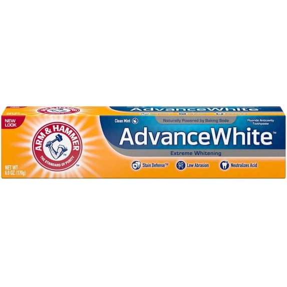 ARM & HAMMER Advance White Toothpaste with Baking Soda, Fresh Mint 6 oz (Pack of 2)