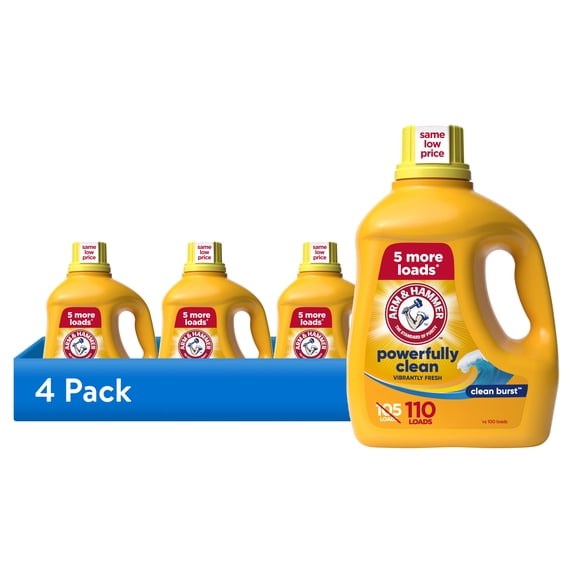 (4 pack) ARM & HAMMER Clean Burst Liquid Laundry Detergent, 110 Loads, 110 fl oz