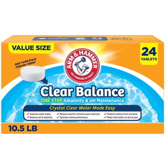 ARM & HAMMER Clear Balance Alkalinity & pH Maintenance Tablets for Pools & Spa, 24 Count