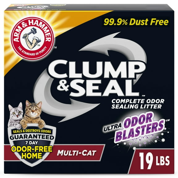 ARM & HAMMER Clump & Seal Cat Litter, Multi-Cat Odor Sealing Clay Clumping Cat Litter, 19 lb