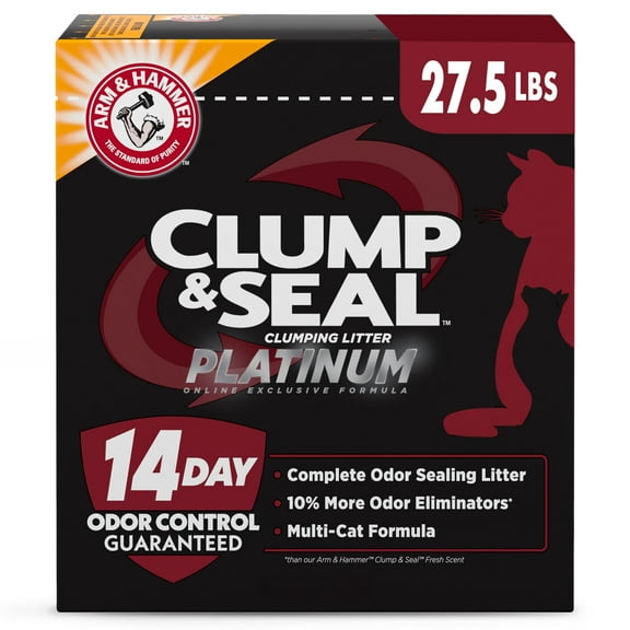 ARM & HAMMER Clump & Seal Platinum, Complete Odor Sealing Clumping Cat Litter, Multi-Cat, 27.5 lb