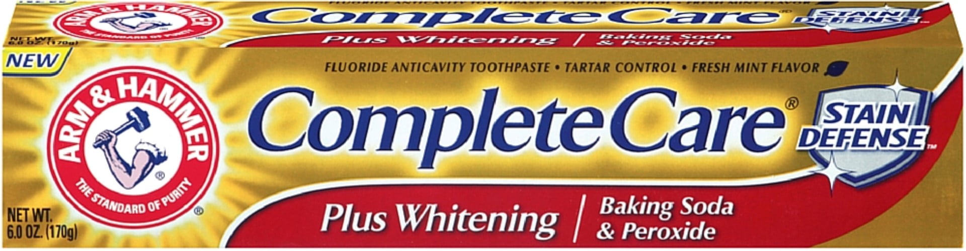 ARM & HAMMER Complete Care Stain Defense Plus Whitening Toothpaste, Fresh Mint 6 oz (Pack of 6)