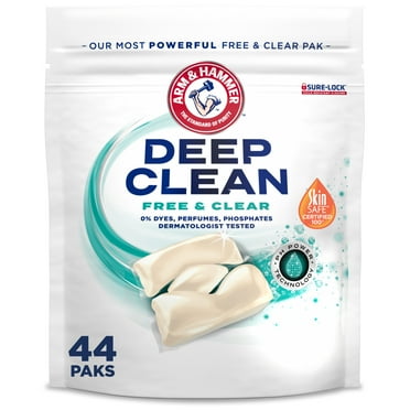 ARM & HAMMER Deep Clean Free & Clear Power Paks Concentrated Laundry Detergent, 44 Count