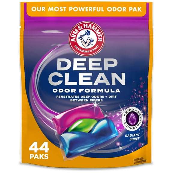 ARM & HAMMERâ„¢ Deep Clean Odor Formula Detergent Power Paks, Radiant Burst Scent, 44 Count