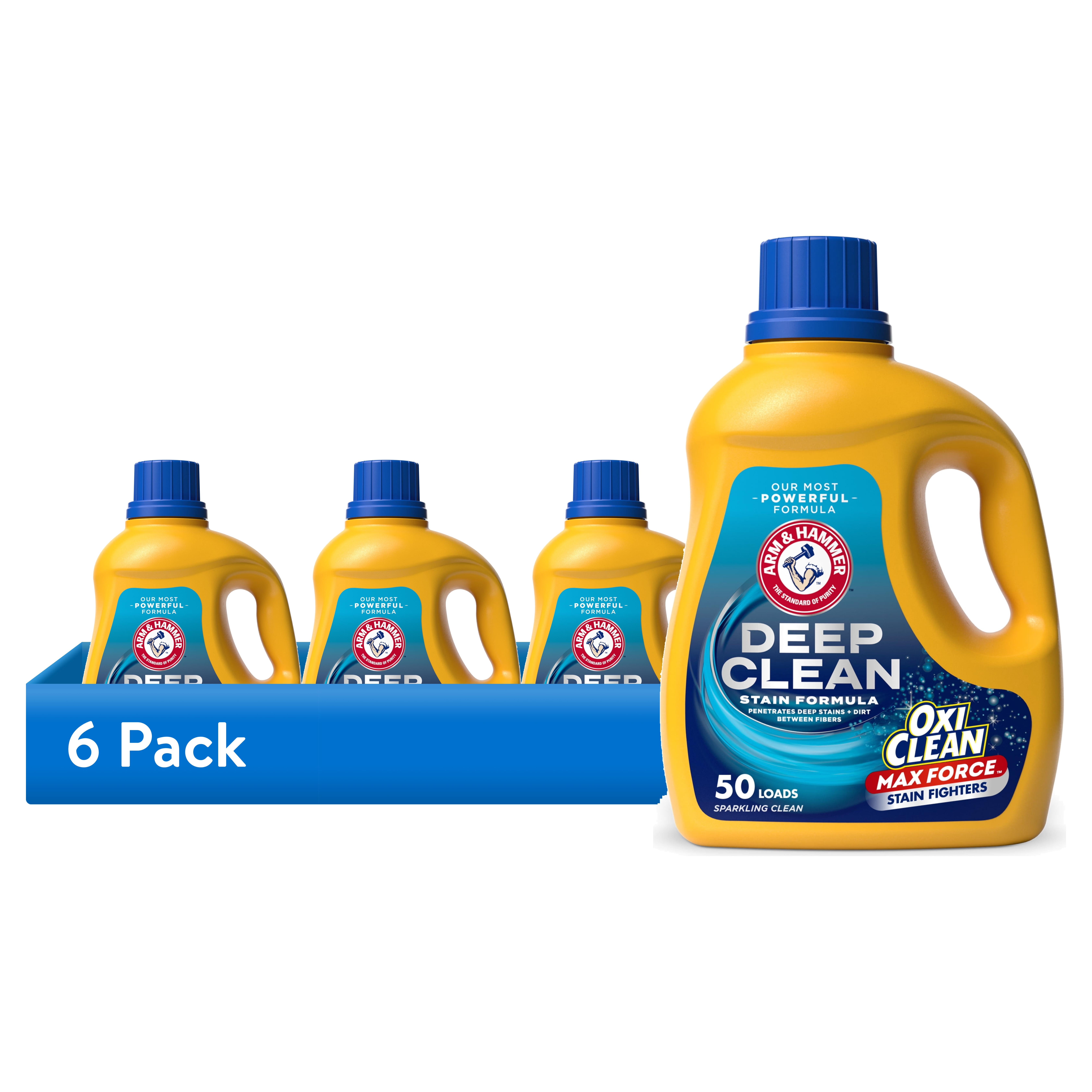 (6 pack) ARM & HAMMER Deep Clean OxiClean Max Force Laundry Detergent, Sparkling Clean, 75 fl oz, 50 Loads