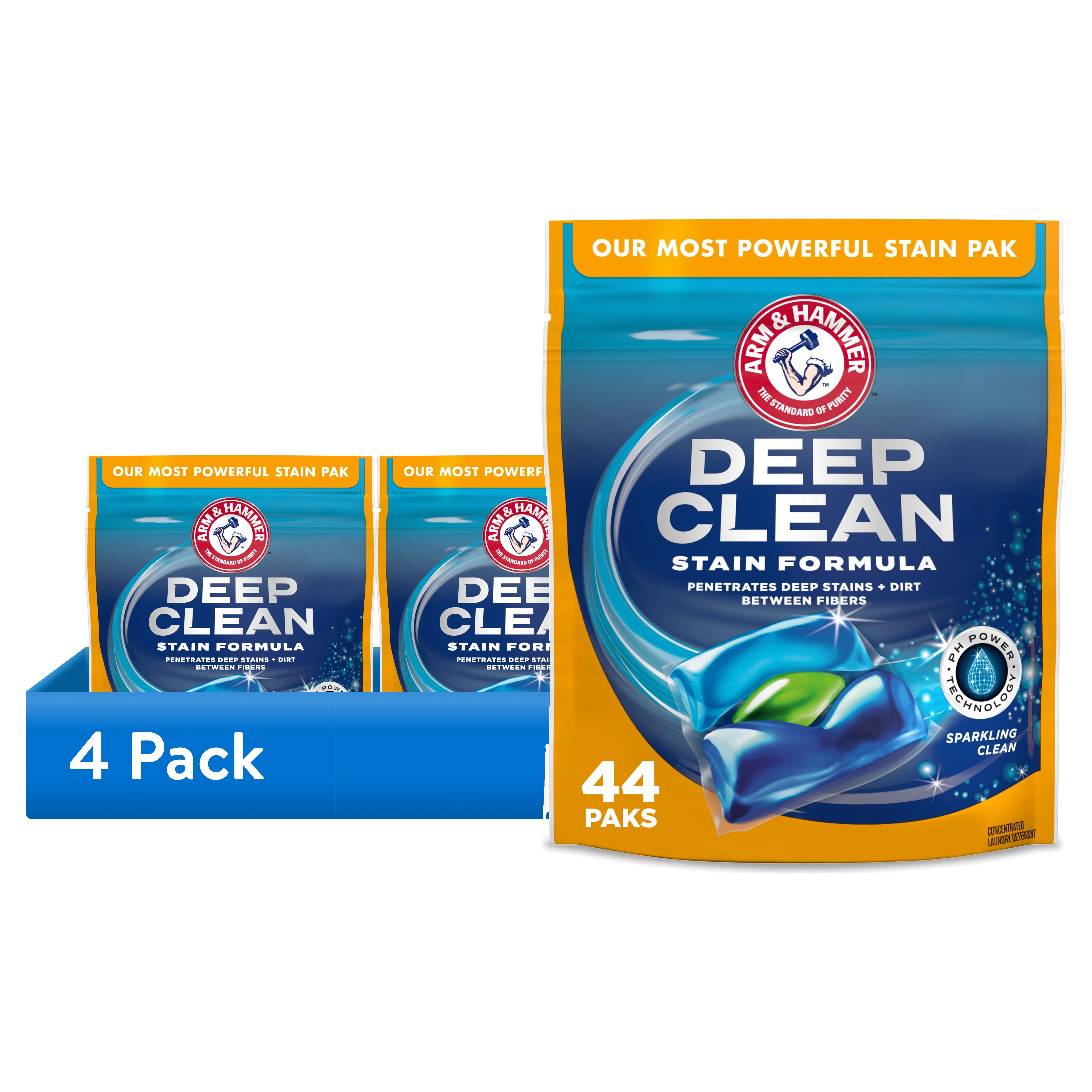 (4 pack) ARM & HAMMER™ Deep Clean Stain Formula Detergent Power Paks, Sparkling Clean Scent, 44 Count