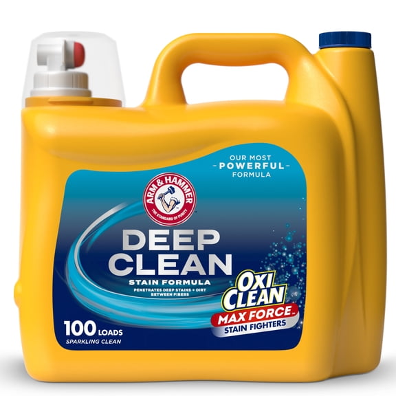 ARM & HAMMER Deep Clean Stain Formula Detergent, Sparkling Clean Scent, 150 Fl Oz, 100 Loads