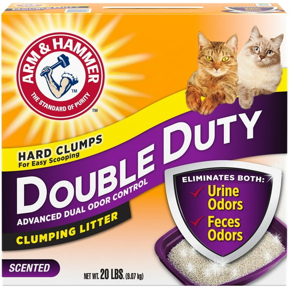 ARM & HAMMER Double Duty Cat Litter, Advanced Odor Control Clumping Cat Litter, Scented, 20 lbs