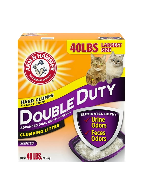 ARM & HAMMER Double Duty Cat Litter, Advanced Odor Control Clumping Cat Litter, Scented, 40 lbs
