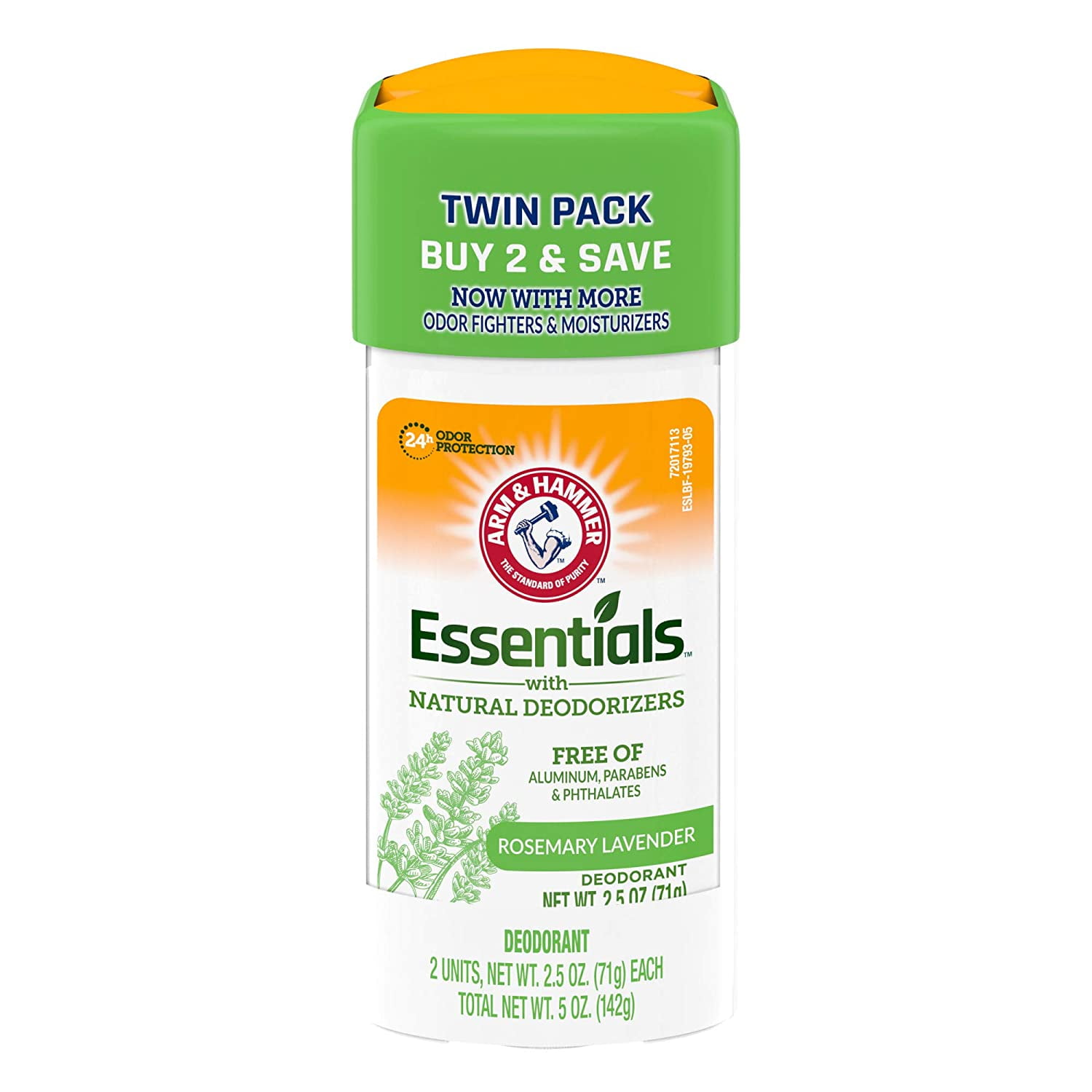 ARM & HAMMER Essentials Deodorant Rosemary Lavender Solid Oval Twin