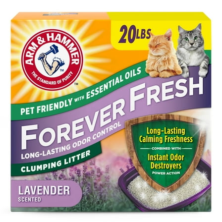 ARM & HAMMER Forever Fresh Clumping Cat Litter, Lavender Essential Oils, Multi-Cat, 20 lb