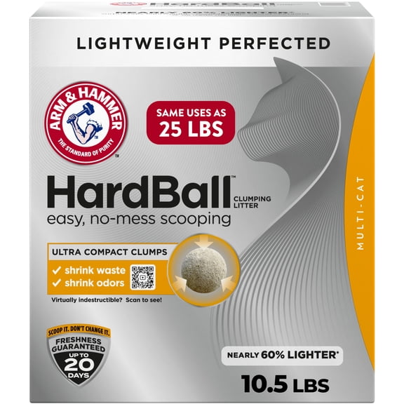 ARM & HAMMER HardBall Lightweight 5-in-1 Clumping Cat Litter, Garden Bloom Scent, 10.5 lbs