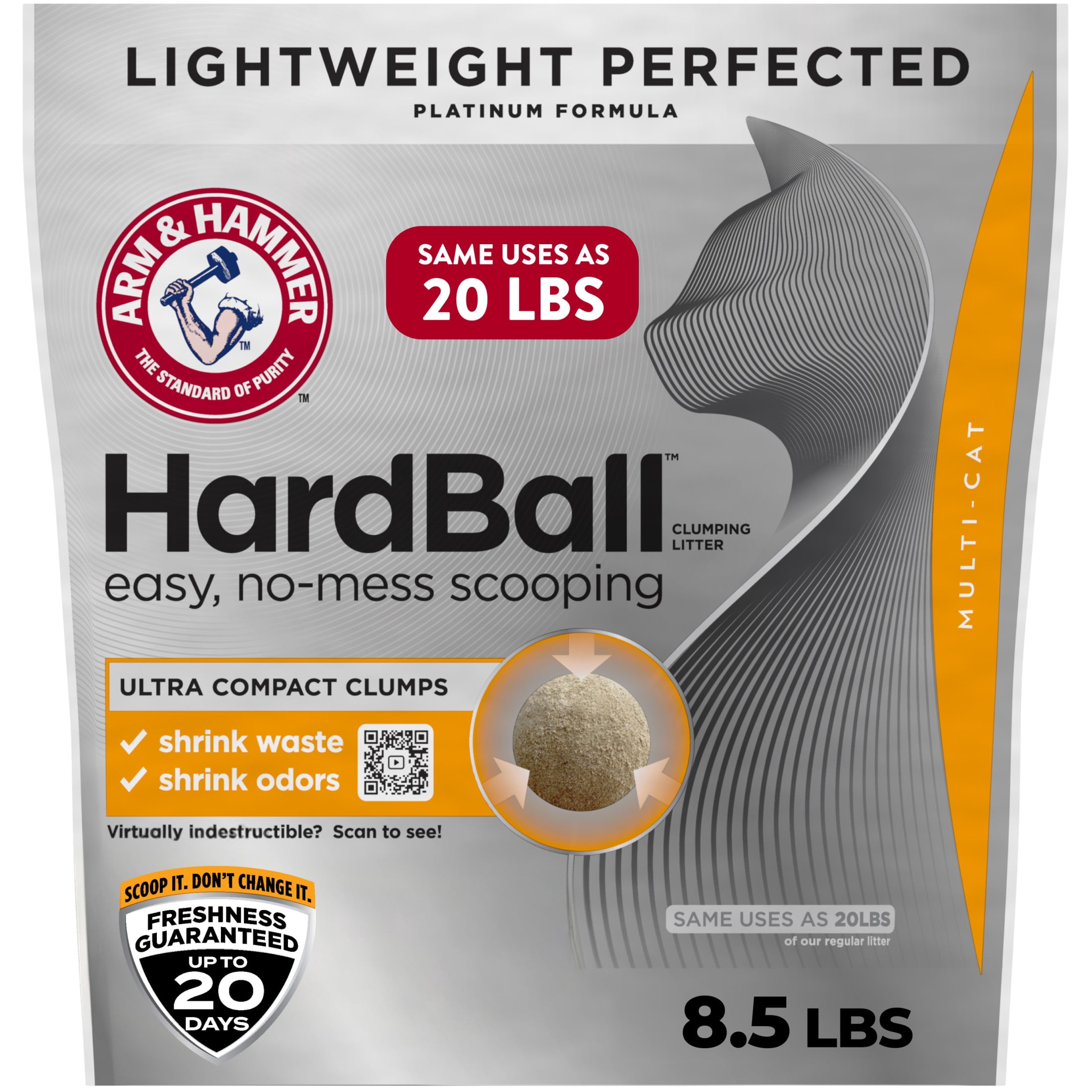 ARM & HAMMER HardBall Lightweight 5-in-1 Clumping Cat Litter, Garden Bloom Scent, 8.5 lbs