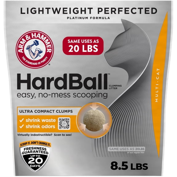 ARM & HAMMER HardBall Lightweight 5-in-1 Clumping Cat Litter, Garden Bloom Scent, 8.5 lbs