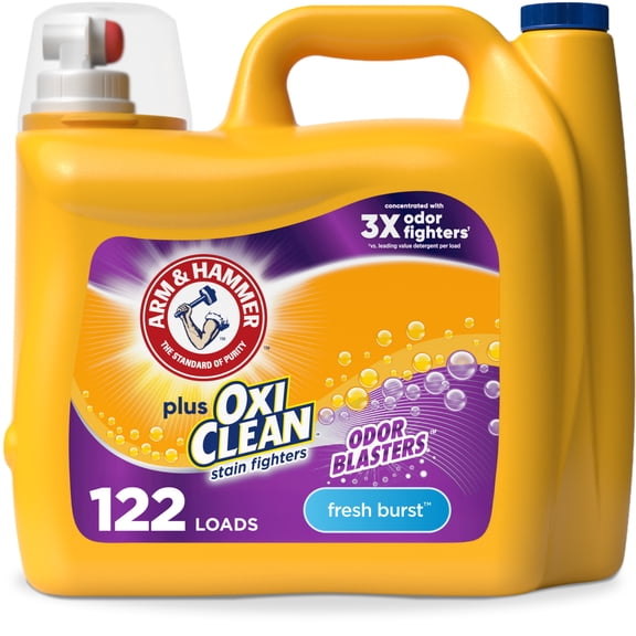 ARM & HAMMER Plus OxiClean with Odor Blasters Liquid Detergent, Fresh Burst, 158.6 Fl Oz