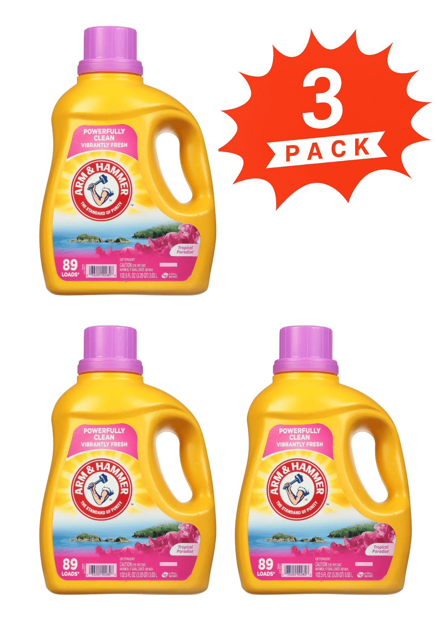 ARM & HAMMER Liquid Laundry Detergent Tropical Paradise (Pack 3) - 267 Loads, 307.5floz