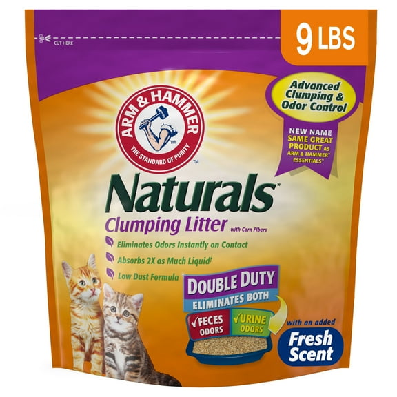 ARM & HAMMER Naturals Clumping Cat Litter With Corn Fibers, Odor Control, Fresh Scent, 9 lbs