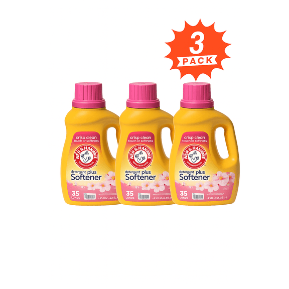 ARM & HAMMER Orchard Bloom Liquid Laundry Detergent Plus Softener (Pack 3) - 105 Loads, 136.5fl