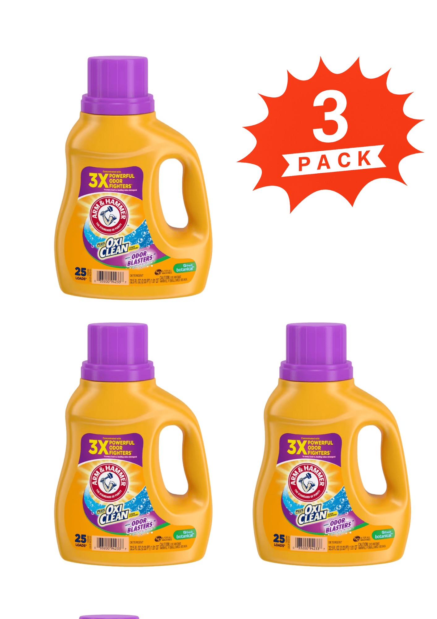 ARM & HAMMER OxiClean Fresh Botanical Liquid Laundry Detergent (Pack 3) - 75 Loads, 97.5floz