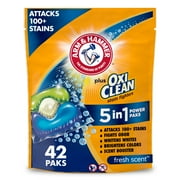 ARM & HAMMER Plus OxiClean 5-in-1 Laundry Detergent Packs Laundry Soap Pods, Fresh Scent, 42 Count