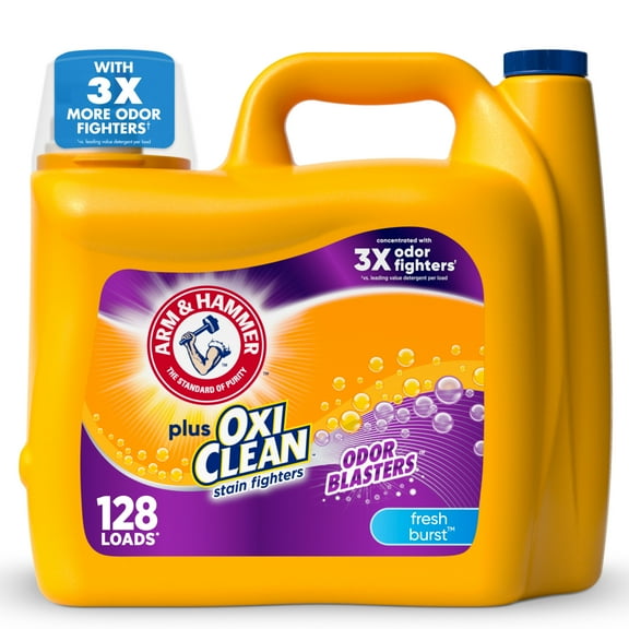 ARM & HAMMER Plus OxiClean Odor Blasters Fresh Burst, Liquid Laundry Detergent, 128 Loads