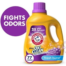 ARM & HAMMER Plus OxiClean Odor Blasters Liquid Laundry Detergent, Fresh Scent, 100.5 fl oz, 77 Loads