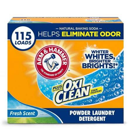 ARM & HAMMER Plus OxiClean Powder Laundry Detergent, Fresh Scent, 115 Loads