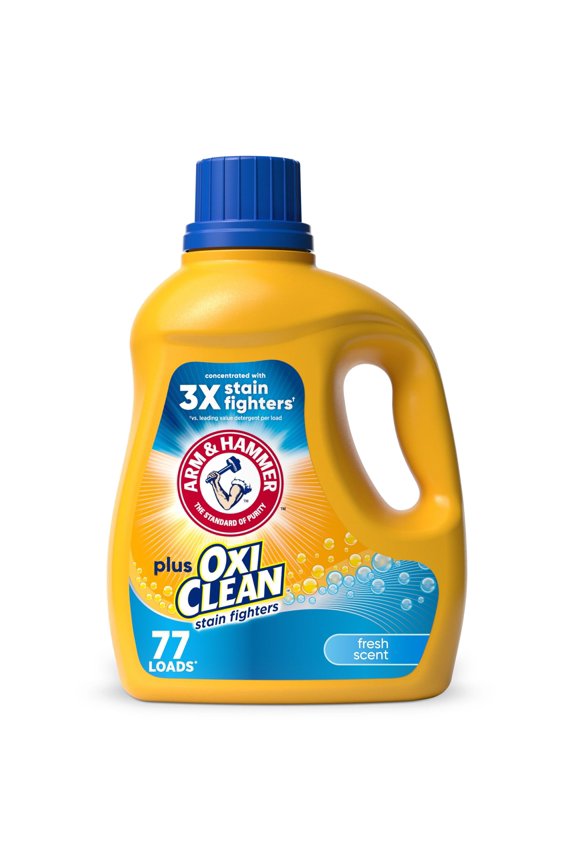 Plus OxiClean Stain Fighters Liquid Laundry Detergent, Fresh Scent, 77 Loads