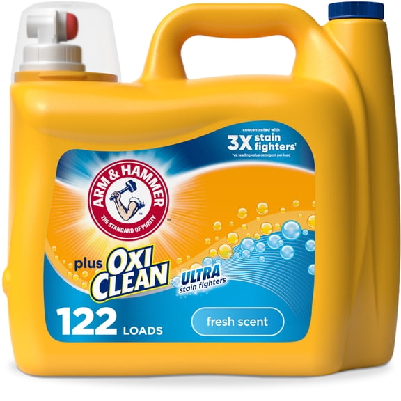 ARM & HAMMER Plus OxiClean Ultra Stain Fighters Liquid Laundry Detergent, Fresh Scent 158.6 Fl Oz