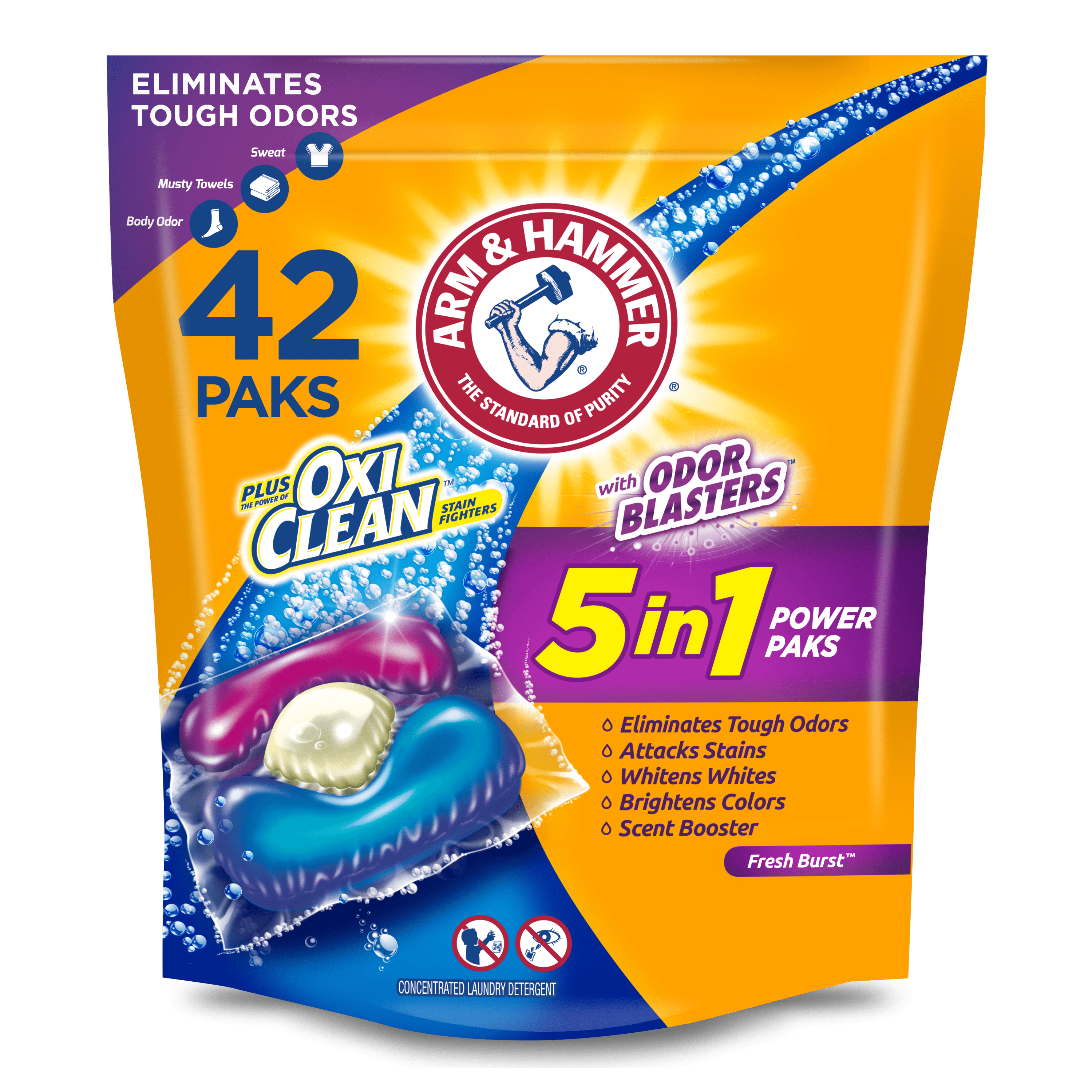 ARM & HAMMER Plus OxiClean, Fresh Scent, Stain Removing High Efficiency  (HE) Liquid Laundry Detergent