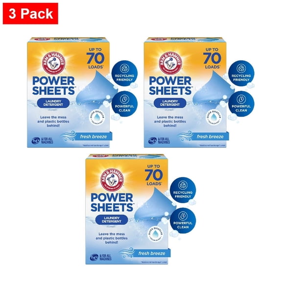 ARM & HAMMER Power Sheets Laundry Detergent Fresh Breeze 35 ct - 3 Pack