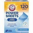 thumbnail image 1 of ARM & HAMMER Power Sheets Laundry Detergent, Fresh Breeze 60 Count, up to 120 small loads (4 Pack), 1 of 5