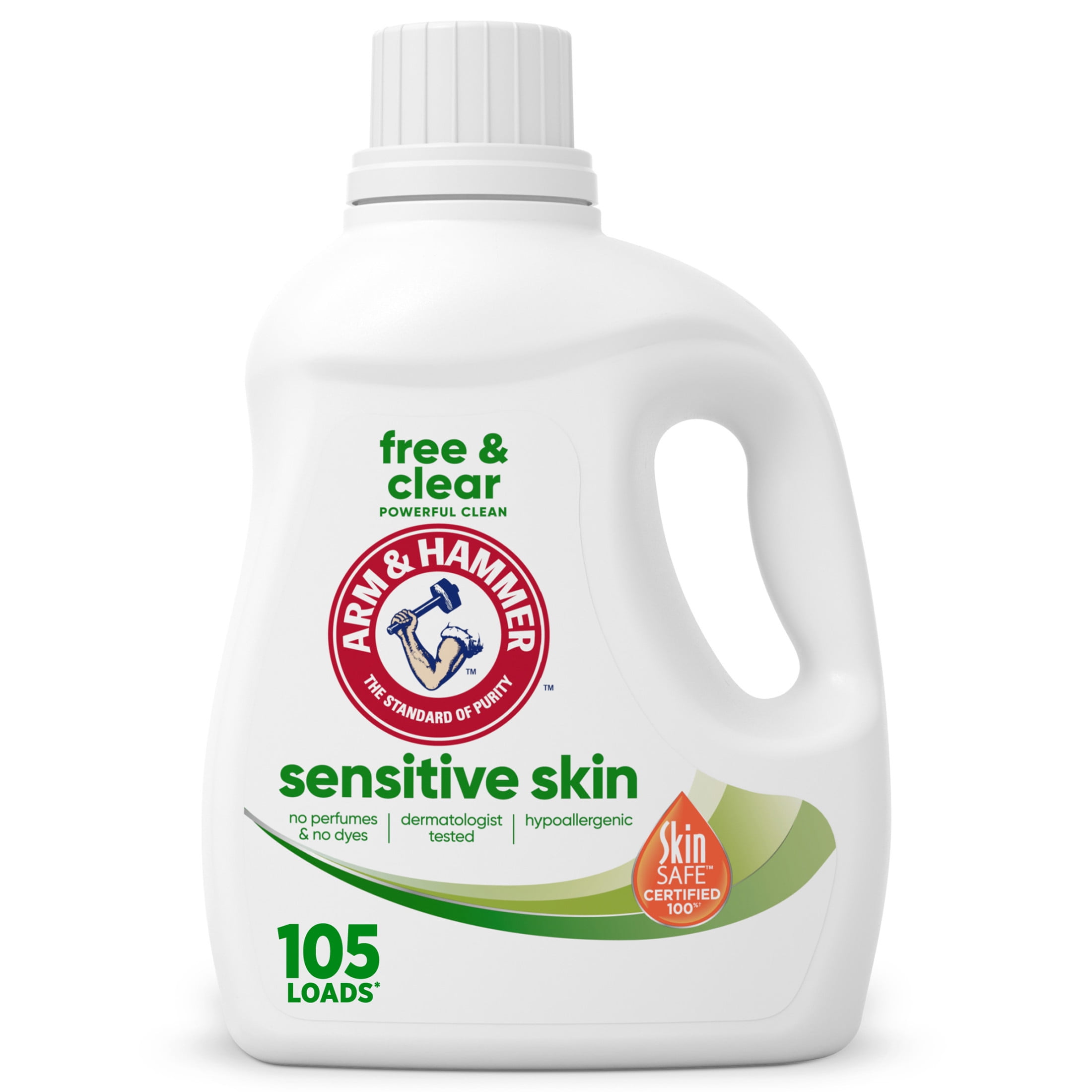 ARM & HAMMER Sensitive Skin Free & Clear Liquid Laundry Detergent Soap, 105 fl oz, 105 Loads