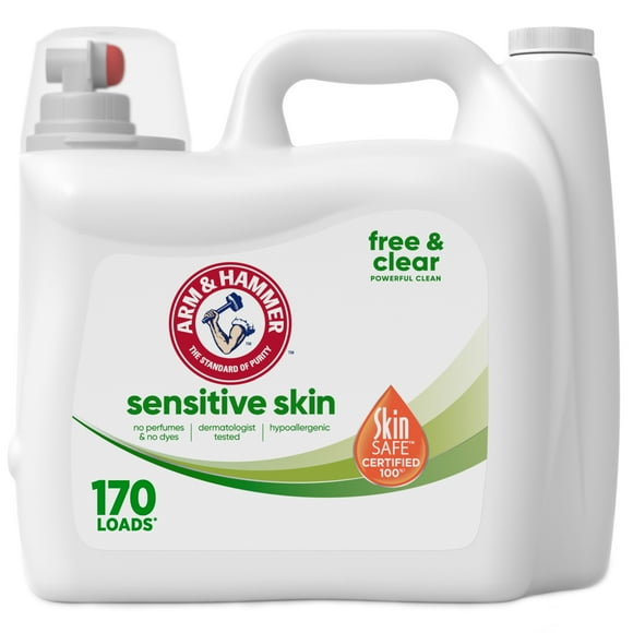 ARM & HAMMER Sensitive Skin Free & Clear Liquid Laundry Detergent Soap, 170 fl oz, 170 Loads
