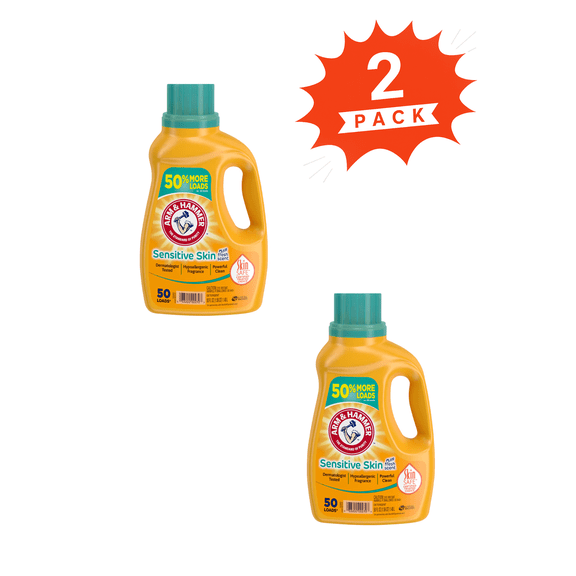 ARM & HAMMER Sensitive Skin Liquid Laundry Detergent (Pack 2) - 100 Loads, 100fl