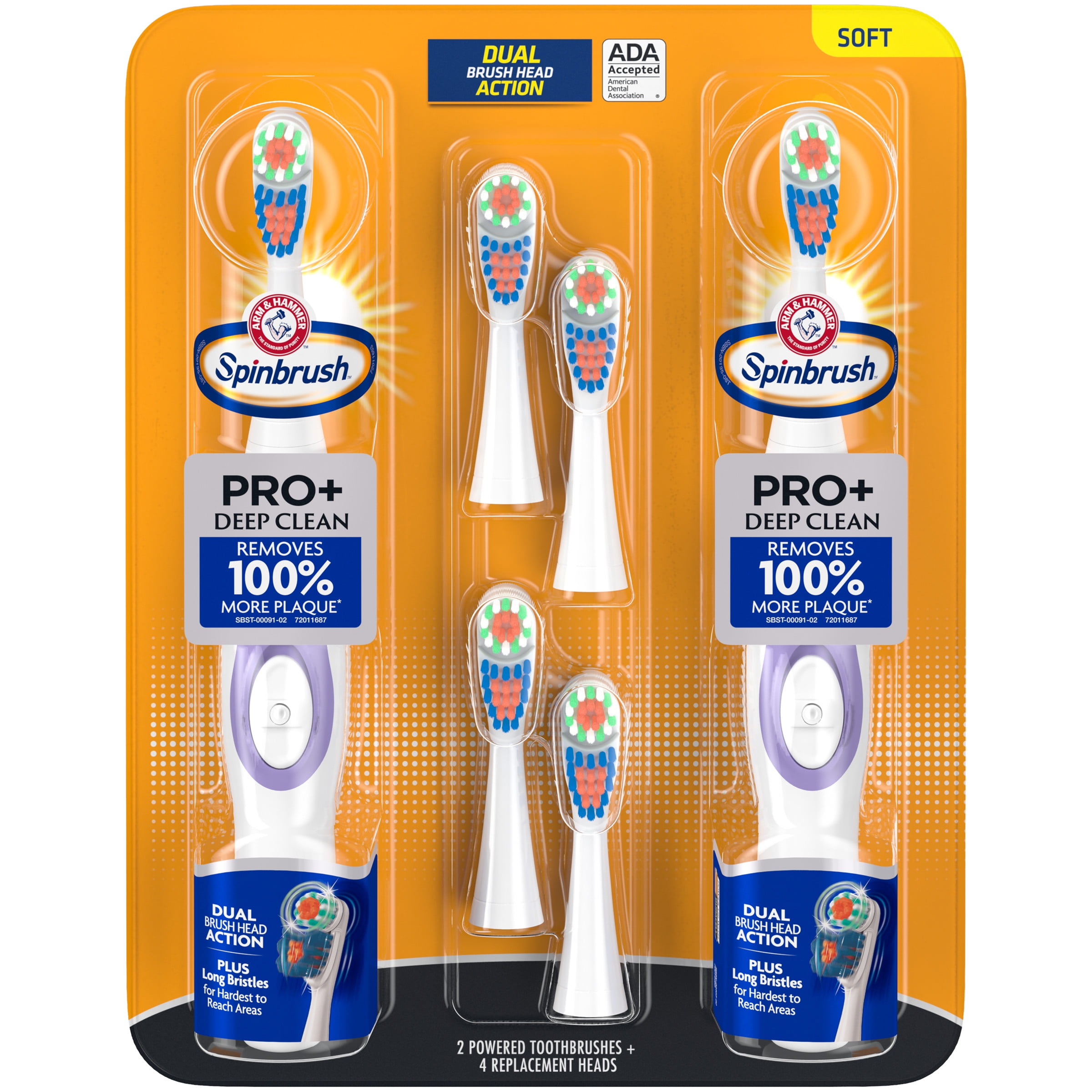 ARM & HAMMER Spinbrush PRO Clean Electric Toothbrush Family Pack (2