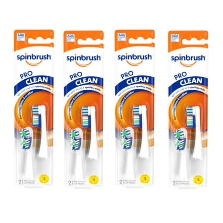ARM & HAMMER Spinbrush Pro-Clean Replacement Brush Heads, Soft 2 ea (Pack of 4)