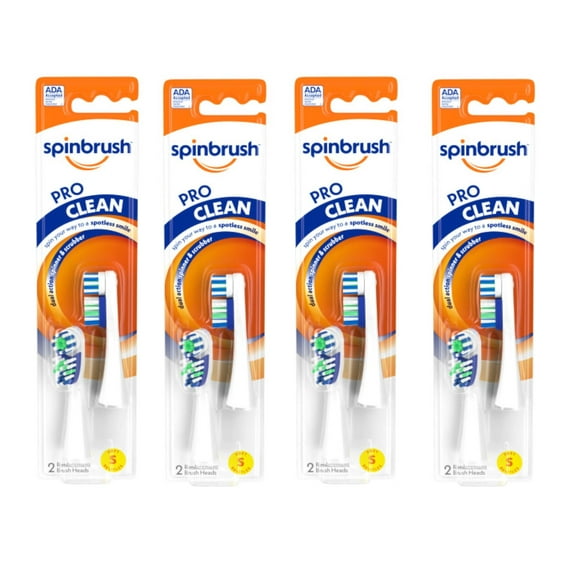 ARM & HAMMER Spinbrush Pro-Clean Replacement Brush Heads, Soft 2 ea (Pack of 4)