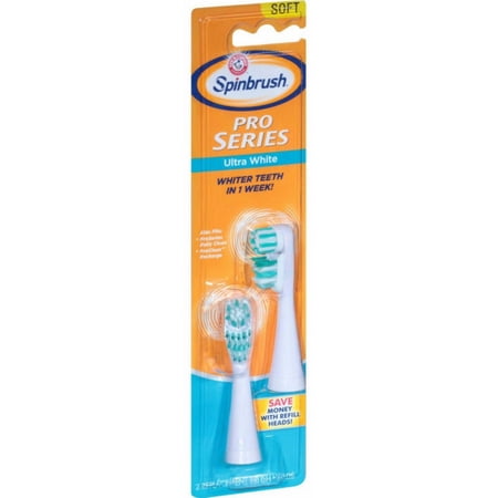 ARM & HAMMER Spinbrush Pro Series Ultra White Replacement Brush Heads Soft, 2 ea