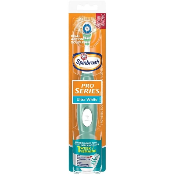 ARM & HAMMER Spinbrush Pro Series Ultra White Toothbrush, Medium 1 ea (Pack of 6)