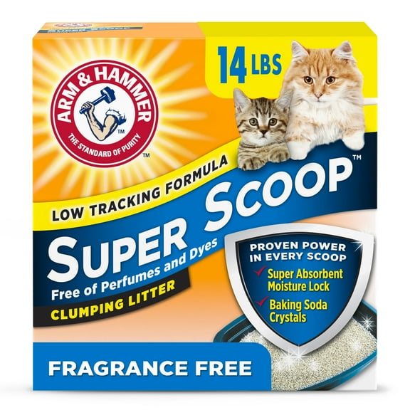 ARM & HAMMER Super Scoop Fragrance Free Clumping Clay Cat Litter, 14 lb