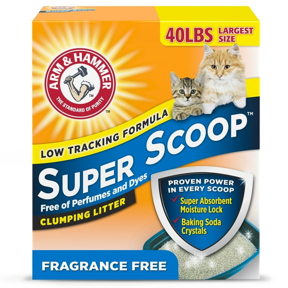 ARM & HAMMER Super Scoop Fragrance Free Clumping Clay Cat Litter, 40 lb