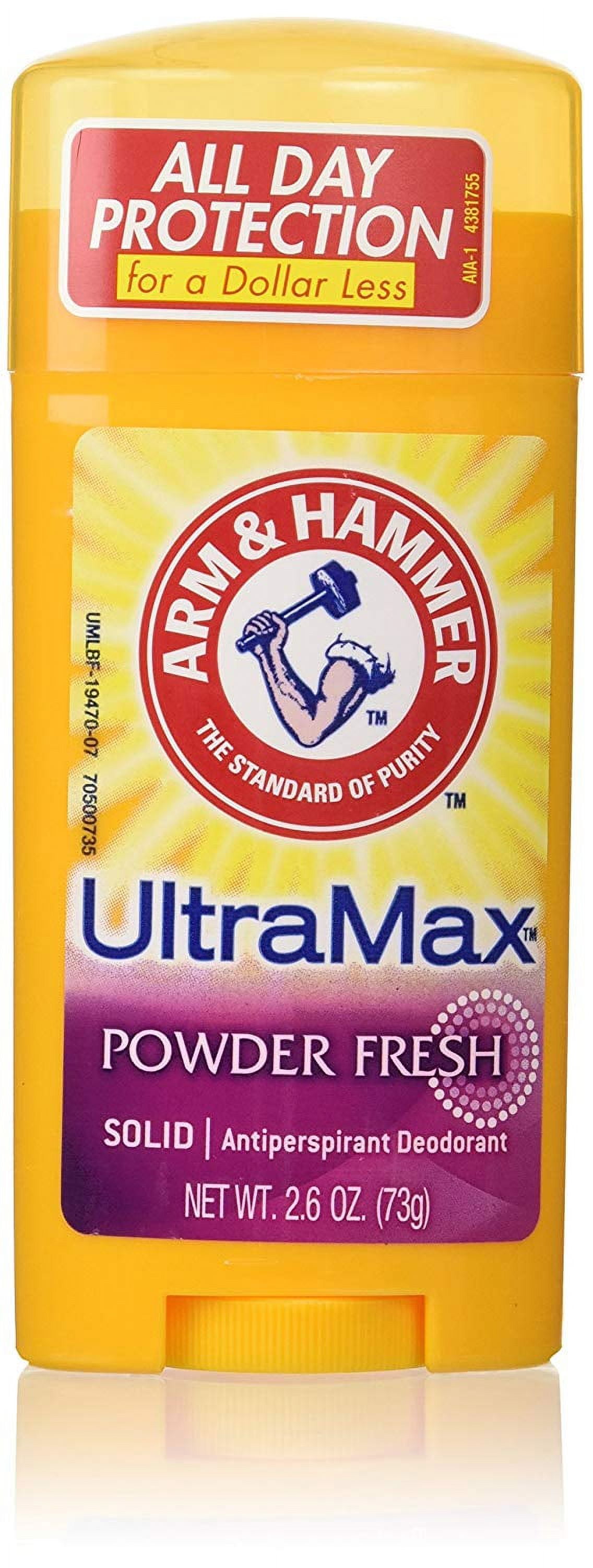 ARM & HAMMER ULTRAMAX AntiPerspirant Deodorant, Solid Powder Fresh, 2.