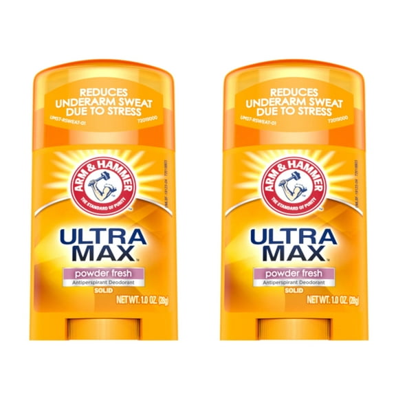 ARM & HAMMER Ultra Max Antiperspirant Deodorant, Powder Fresh 1 oz (Pack of 2)