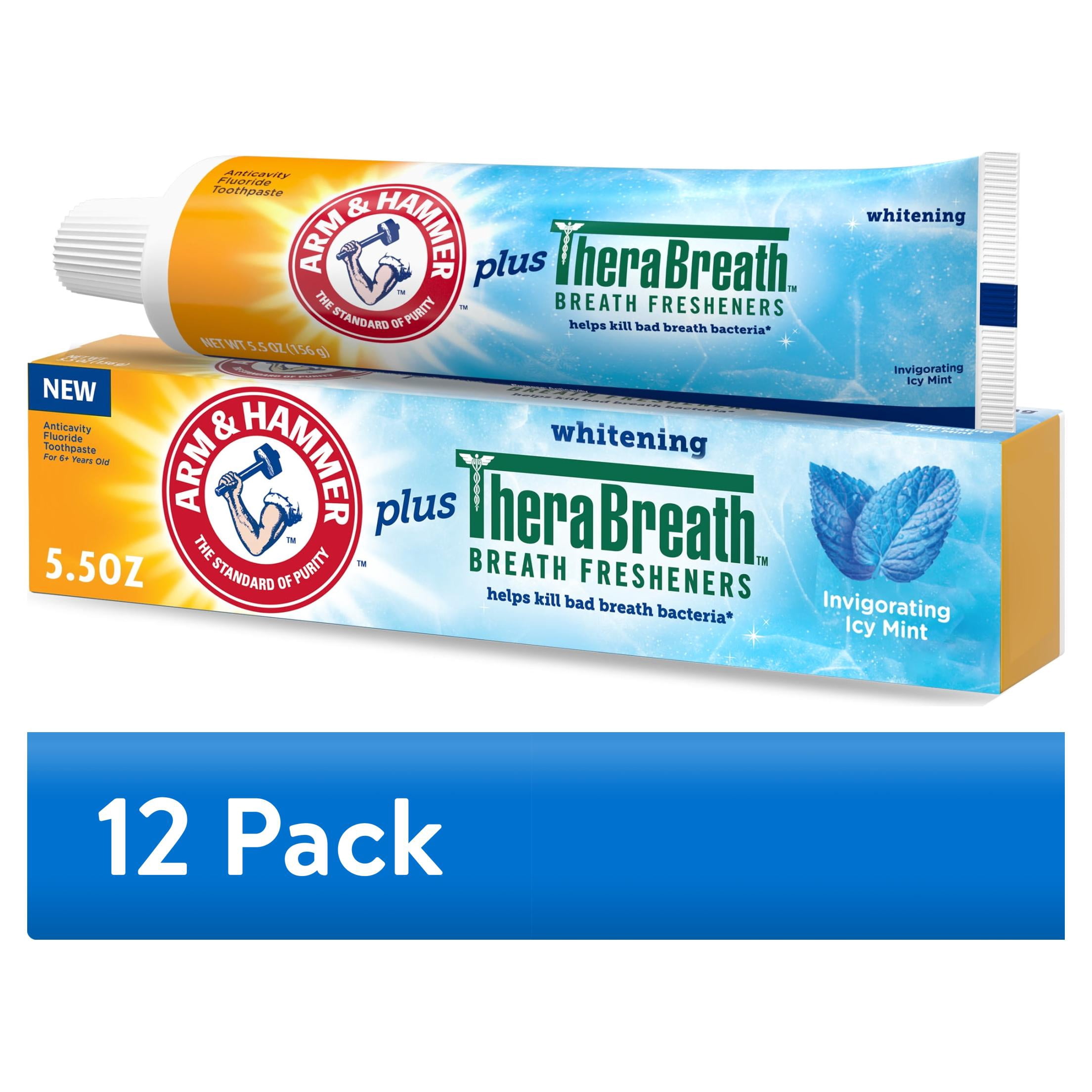 (12 pack) ARM & HAMMER Therabreath Fluoride Toothpaste, Invigorating Icy Mint
