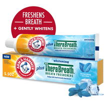 ARM & HAMMER Whitening Toothpaste Plus Therabreath Breath Fresheners, Invigorating Icy Mint Flavor, 5.5 oz